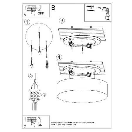 Plafon Arena 45 trzy punktowy stal czarny PVC 15W LED, SL.0124