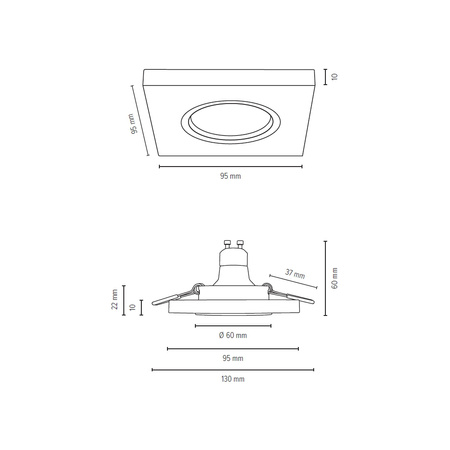 Kwadratowy Downlight Vitar Wood 1xGU10 Max.6W LED Drewno Brzozowe