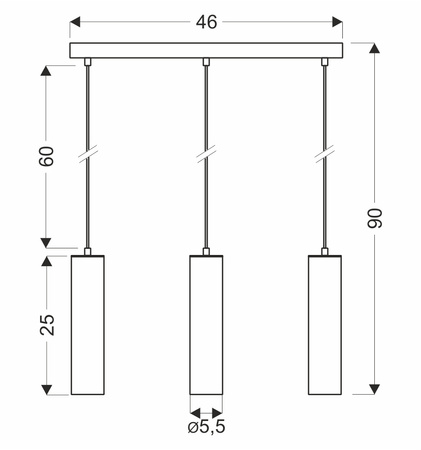 Lampa wisząca TUBO, 33-79091, czarna, 3x25W GU10
