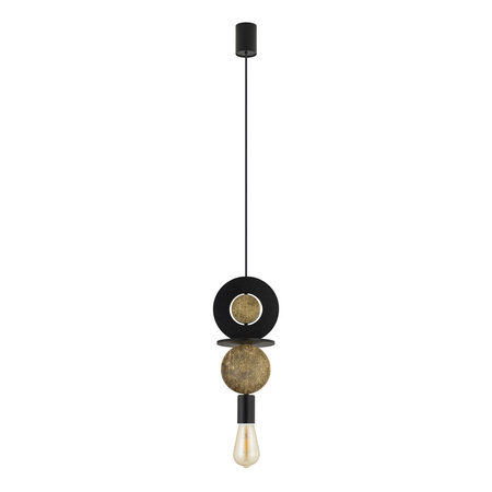 Lampa wisząca DROPS WOOD E wys. 216,5 cm E27 | czarny/złoty