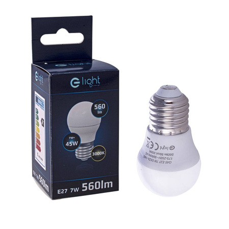 Żarówka LED 7W G45 kulka E27 barwa ciepła 3000K EKZA1465