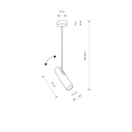 Lampa sufitowa EYE SUPER GRAPHITE A dł. 56cm 6495