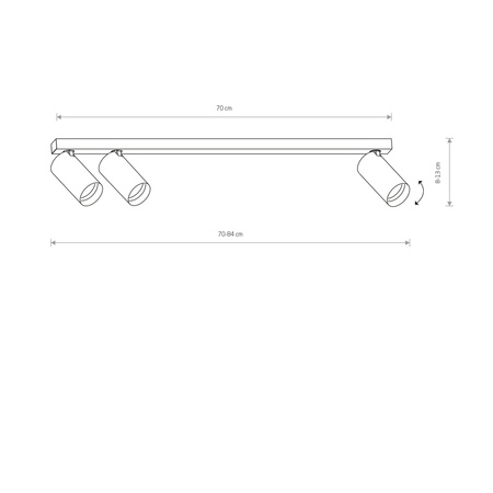 Lampa punktowa natynkowa MONO III 70cm 3xGU10 | czarny/złoty