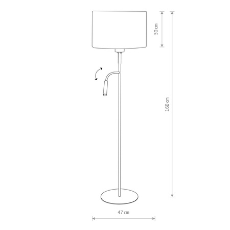 Lampa podłogowa z abażurem nowoczesna HOTEL PLUS szary śr. 47cm