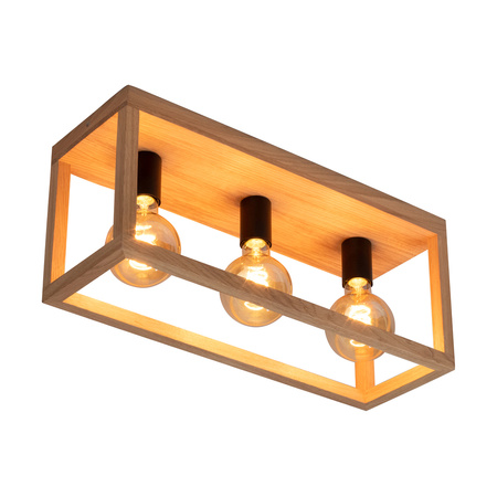 Lampa Sufitowa Kago 3xE27 Max.60W Dąb Olejowany/Czarny Metal 9154374