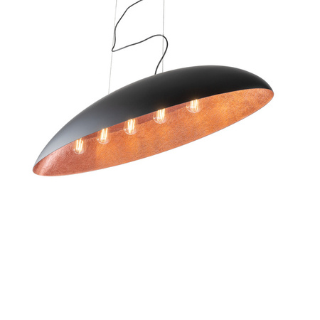 Lampa wisząca CANOE dł. 117cm 40W 5xE27 | czarny/miedziany