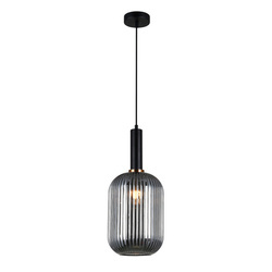 Lampa wisząca ANTIOLA z dymionym kloszem śr. 20cm E27 | czarny