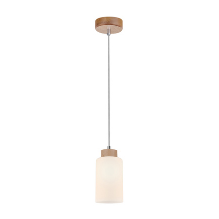 Lampa wisząca Bosco 1xE27 maks. 60W drewno brzozowe/białe szkło/przezroczysty kabel PVC 1720160
