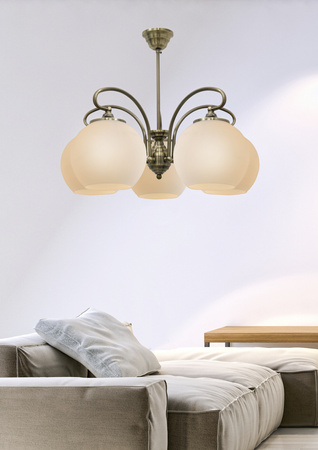 Lampa sufitowa ORBIT 35-69368 patynowa miedź 5x60W E27