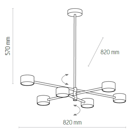 Lampa sufitowa loftowa DORA 6418 GX53 60W LED wys. 57cm | czarny 6418