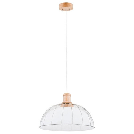Nowoczesna lampa SUBARU biała/drewno śr. 41,5cm