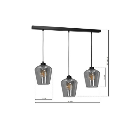 Lampa wisząca listwa SANTIAGO SMOKED 3xE27