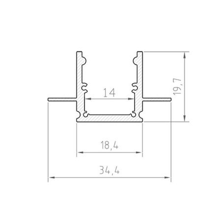 Profil LED P25-2 200cm podtynkowy szer. 14mm | do osłonek C9 | srebrny