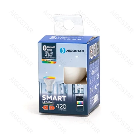 Żarówka LED sterowana Bluetooth Easy smart RGBW + CCT barwa 2700 - 6000K + 4,9W GU10 SMART Simply multikolor