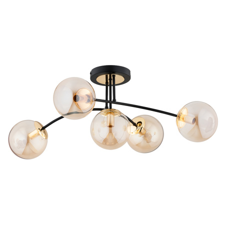 Lampa sufitowa ALFA LATINA CZARNA & ZŁOTA 5xE14 78cm | 63272