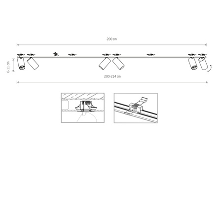 Lampa 6 punktowa podtynkowa MONO SURFACE VI 200cm GU10 | biały 7832