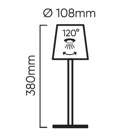 Lampa stołowa akumulatorowa ściemnialna TAZA WHITE CCT DIMM 3,5W 400lm IP54 | Biała
