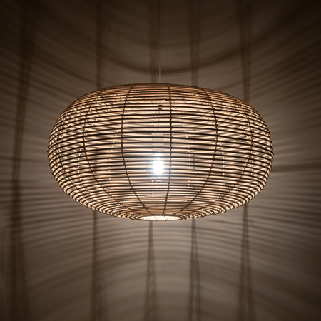 Lampa wisząca RATTAN L śr. 79cm E27 | naturalne drewno/biały