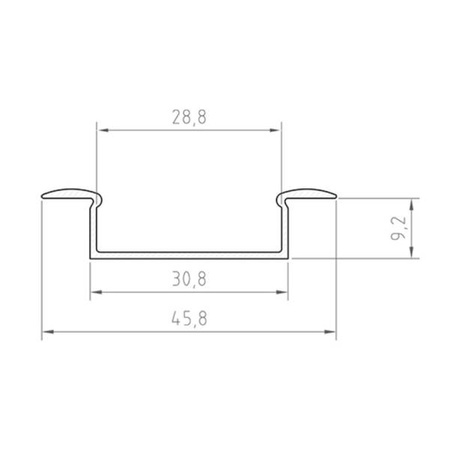 Profil LED P14-1 wpuszczany 100cm szer. 29mm | osłonka C2 | czarny