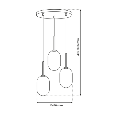 Lampa wisząca ALIAS BLACK 3xE14 koło