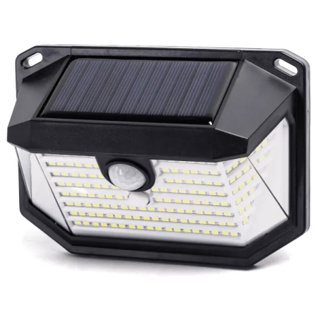 Kinkiet solarny LED z czujnikiem ruchu, trójstronny, czarny 6500K