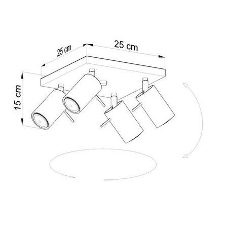 Plafon RING 4 punktowy Stal kolor szary 40W, SL.0452