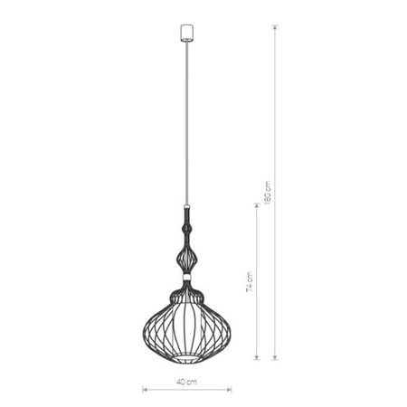 Lampa wisząca druciana zwis nowoczesna ABI M czarny śr. 40cm 8866