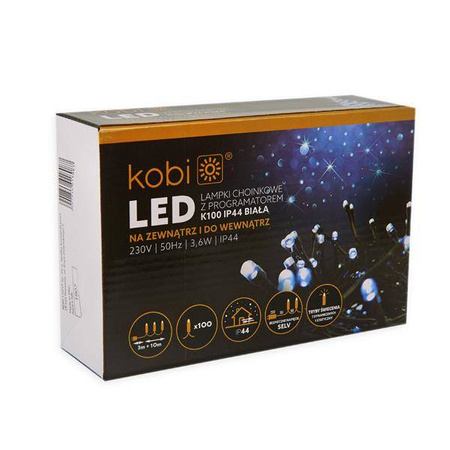 Lampki choinkowe LED z programatorem 8 tryb K100 IP44 BIAŁE