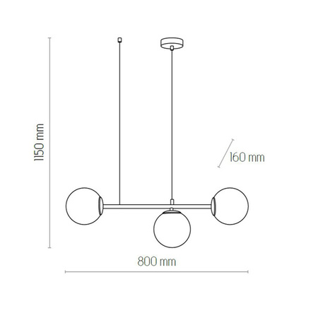 Stylowa lampa sufitowa kula CELESTE 3x E27 60W dł. 80cm | czarny 6218