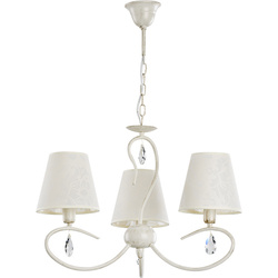 Żyrandol klasyczny z abażurami BALI WHITE śr. 50cm biały antyczny/ecru