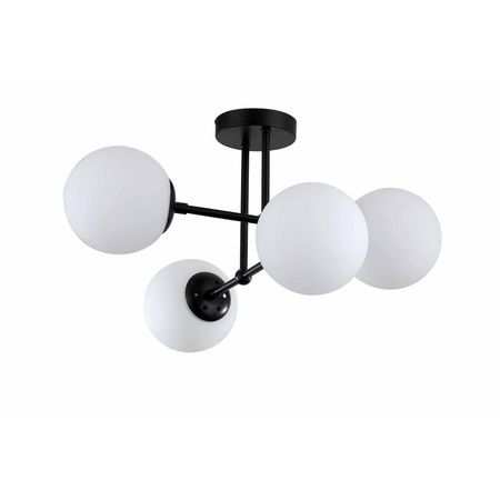 Lampa wisząca Roma 4, czarna z białymi kloszami, 4x40W E14