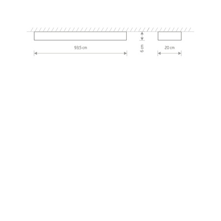 Lampa sufitowa SOFT CEILING LED GRAPHITE 2xT8 16W 90x20cm | grafitowy 7531
