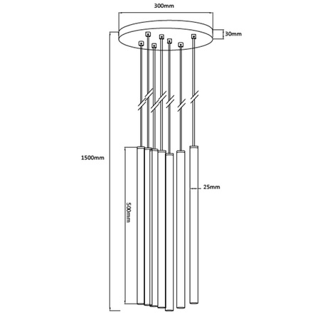 Lampa wisząca LUNGO, złota, 7x5W G9