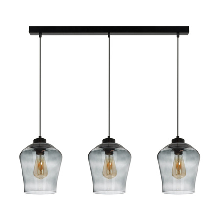 Lampa wisząca Juba 3xE27 Max.60W Czarny metal/Czarny kabel PCV/Dymone szkło 5500062