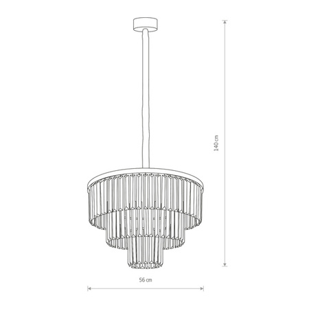 Żyrandol wiszący CRISTAL BLACK M szer. 56cm 9xE14 | srebrny 7617