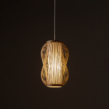 Lampa wisząca PUKET S śr. 21cm E27 | naturalne drewno/biały