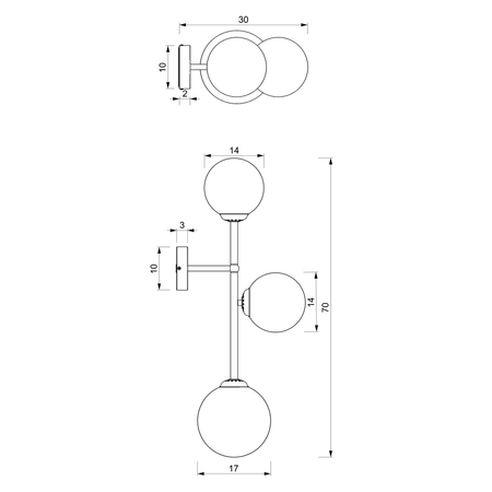 Kinkiet POP, MLP7844, czarny/złoty/biały, 3x40W E14