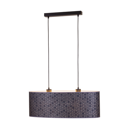 Lampa Wisząca Galance 2xE27 Max.40W Czarny Metal/Czarny Kabel Tkaninowy/Czarno-Złoty Klosz Tapety 1026021310625