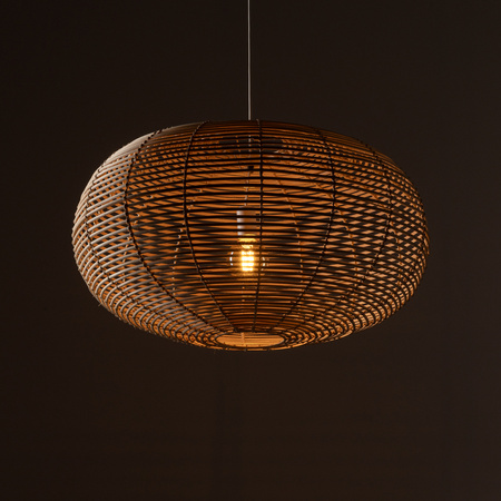 Lampa wisząca RATTAN L śr. 79cm E27 | naturalne drewno/biały