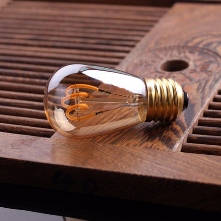 Żarówka amber LED E27 ST14 0,5W filament SPIRALA VINTAGE | barwa ciepła