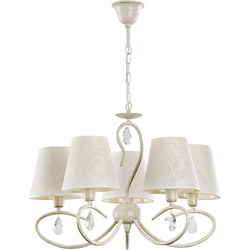 Żyrandol klasyczny z abażurami BALI WHITE śr. 50cm biały antyczny/ecru