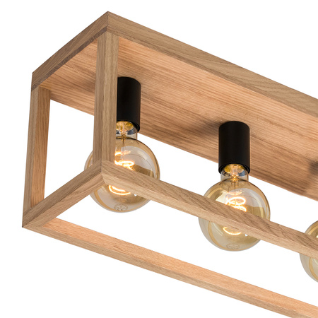 Lampa Sufitowa Kago 4xE27 Max.60W Dąb Olejowany/Czarny Metal 9154474L