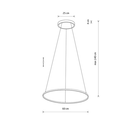 Lampa wisząca CIRCOLO LED szer. 60cm 21W barwa ciepła 3000K | czarny