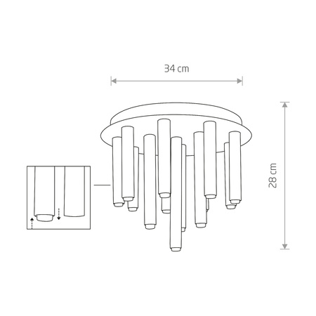 Lampa sufitowa nowoczesna rurki STALACTITE BRASS  XIII czarny/mosiądz śr. 34cm 9054