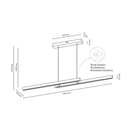 SMAL podwójna lampa wisząca LED zintegrowany 2260lm 3000K 22,5W drewno brzozowe ze ściemniaczem dotykowym 1519660