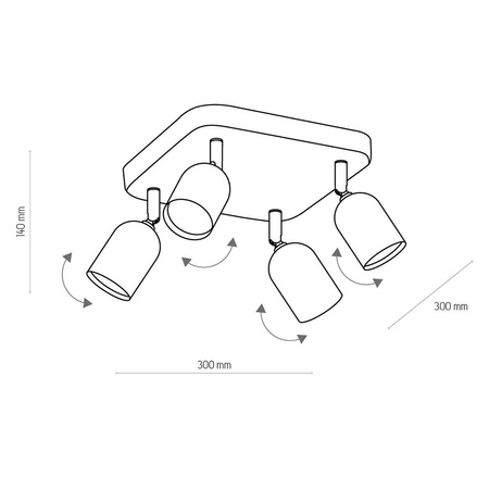 Lampa sufitowa TOP 3307 4xGU10 czarny/złoty 3307
