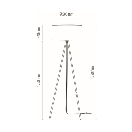 Lampa podłogowa Dove 1xE27 maks. 40W Czarny metal/czarny kabel PCV/biały klosz z tkaniny 15111004