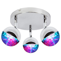 Lampa sufitowa PARTY 3x3W LED RGB. główka okrągła 1E z przegubem KD SYSTEM, chrom, 98-67784