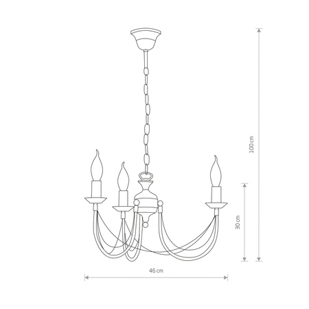 Klasyczna lampa świecznik ARES III zwis 204