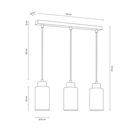 Lampa wisząca Bosco 3xE27 maks. 60W drewno brzozowe/białe szkło/przezroczysty kabel PVC 1720360